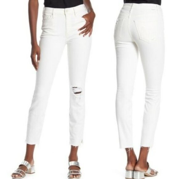 MOTHER Denim - Mother 27 The Vamp Fray Denim Jeans White